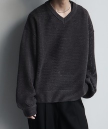 welise（ウェライズ）の「【welise ウェライズ】ブライトラメシアー ショート丈長袖Vネックプルオーバーニット（ニット/セーター）」