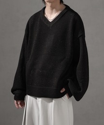 welise（ウェライズ）の「【welise ウェライズ】ブライトラメシアー ショート丈長袖Vネックプルオーバーニット（ニット/セーター）」