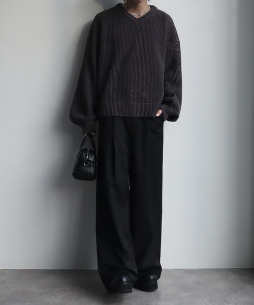 welise（ウェライズ）の「【welise/ウェライズ】ブライトラメシアー ショート丈長袖Vネックプルオーバーニット（ニット/セーター・メンズ・チャコールグレー/ダークブルー/ブラック・S/M/L）」の22枚目の写真