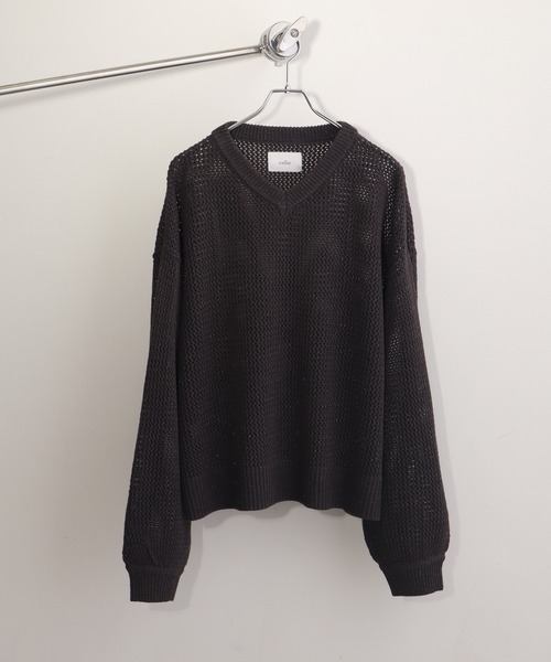 welise（ウェライズ）の「【welise/ウェライズ】ブライトラメシアー ショート丈長袖Vネックプルオーバーニット（ニット/セーター・メンズ・チャコールグレー/ダークブルー/ブラック・S/M/L）」の18枚目の写真