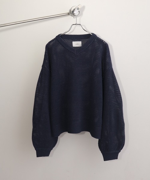 welise（ウェライズ）の「【welise/ウェライズ】ブライトラメシアー ショート丈長袖Vネックプルオーバーニット（ニット/セーター・メンズ・チャコールグレー/ダークブルー/ブラック・S/M/L）」の12枚目の写真