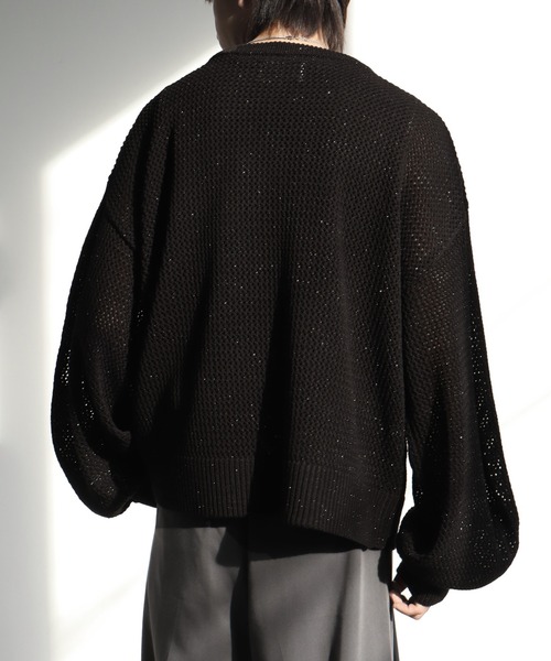 welise（ウェライズ）の「【welise/ウェライズ】ブライトラメシアー ショート丈長袖Vネックプルオーバーニット（ニット/セーター・メンズ・チャコールグレー/ダークブルー/ブラック・S/M/L）」の10枚目の写真