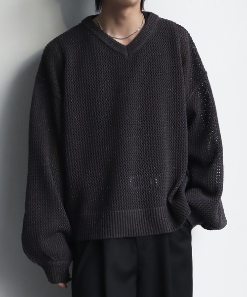 welise（ウェライズ）の「【welise/ウェライズ】ブライトラメシアー ショート丈長袖Vネックプルオーバーニット（ニット/セーター・メンズ・チャコールグレー/ダークブルー/ブラック・S/M/L）」の19枚目の写真