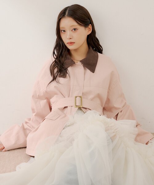 Chico（チコ）の「襟配色ジップルーズジャケット（その他アウター・レディース・ピンク/ベージュ/アイボリー・FREE）」の3枚目の写真