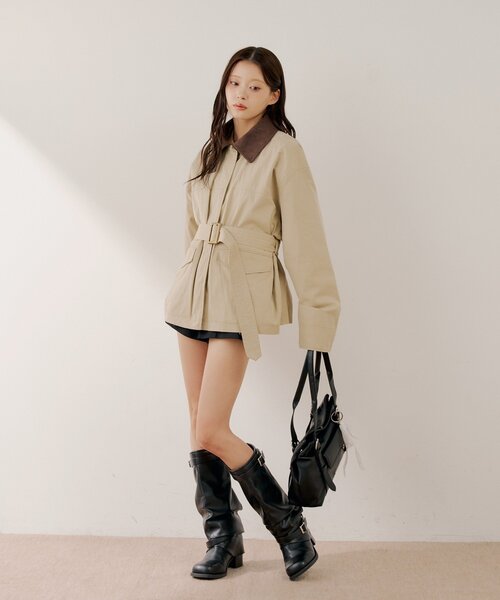 Chico（チコ）の「襟配色ジップルーズジャケット（その他アウター・レディース・ピンク/ベージュ/アイボリー・FREE）」の7枚目の写真