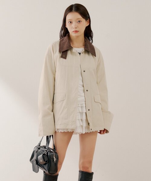 Chico（チコ）の「襟配色ジップルーズジャケット（その他アウター・レディース・ピンク/ベージュ/アイボリー・FREE）」の14枚目の写真