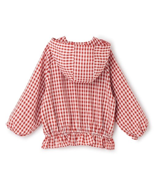 Lycee mine(リセマイン)の「【UVカット加工】ギンガムチェックフリルブルゾン【子供服】【キッズ】【女の子】(ブルゾン・キッズ・サックスブルー/ブラック/エメラルド/レッド/ラベンダー・150cm/100cm/130cm/110cm/140cm/120cm)」の11枚目の写真