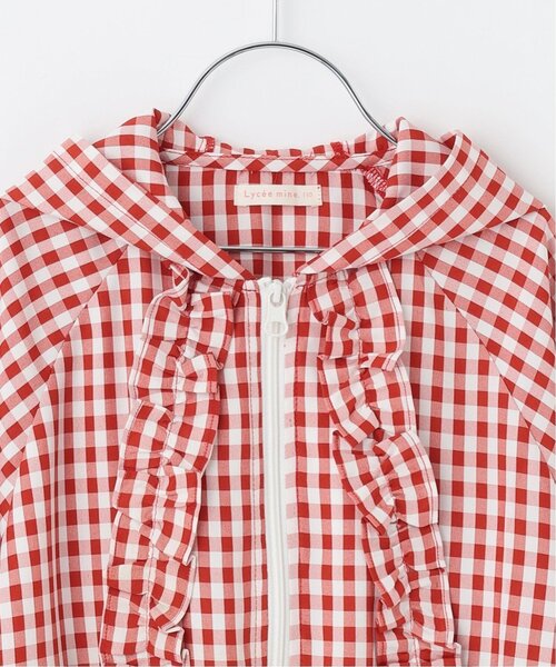 Lycee mine(リセマイン)の「【UVカット加工】ギンガムチェックフリルブルゾン【子供服】【キッズ】【女の子】(ブルゾン・キッズ・サックスブルー/ブラック/エメラルド/レッド/ラベンダー・150cm/100cm/130cm/110cm/140cm/120cm)」の12枚目の写真