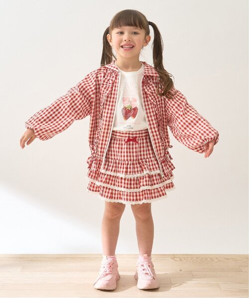 Lycee mine(リセマイン)の「【UVカット加工】ギンガムチェックフリルブルゾン【子供服】【キッズ】【女の子】(ブルゾン・キッズ・サックスブルー/ブラック/エメラルド/レッド/ラベンダー・150cm/100cm/130cm/110cm/140cm/120cm)」の18枚目の写真