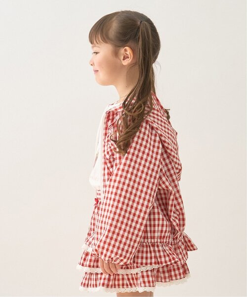 Lycee mine(リセマイン)の「【UVカット加工】ギンガムチェックフリルブルゾン【子供服】【キッズ】【女の子】(ブルゾン・キッズ・サックスブルー/ブラック/エメラルド/レッド/ラベンダー・150cm/100cm/130cm/110cm/140cm/120cm)」の19枚目の写真