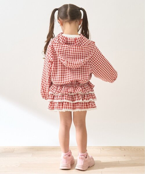 Lycee mine(リセマイン)の「【UVカット加工】ギンガムチェックフリルブルゾン【子供服】【キッズ】【女の子】(ブルゾン・キッズ・サックスブルー/ブラック/エメラルド/レッド/ラベンダー・150cm/100cm/130cm/110cm/140cm/120cm)」の20枚目の写真