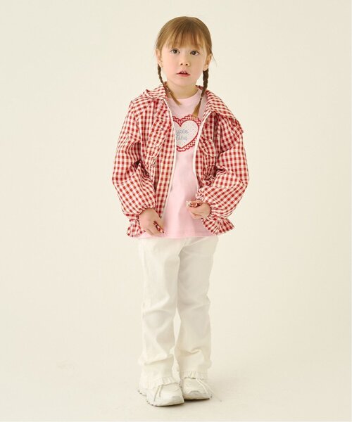 Lycee mine(リセマイン)の「【UVカット加工】ギンガムチェックフリルブルゾン【子供服】【キッズ】【女の子】(ブルゾン・キッズ・サックスブルー/ブラック/エメラルド/レッド/ラベンダー・150cm/100cm/130cm/110cm/140cm/120cm)」の21枚目の写真