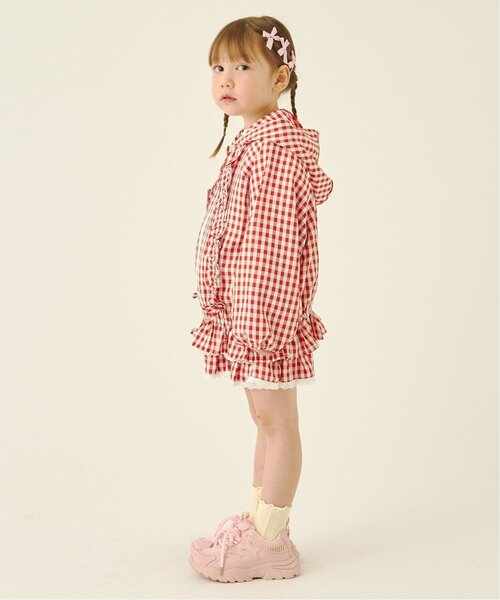 Lycee mine(リセマイン)の「【UVカット加工】ギンガムチェックフリルブルゾン【子供服】【キッズ】【女の子】(ブルゾン・キッズ・サックスブルー/ブラック/エメラルド/レッド/ラベンダー・150cm/100cm/130cm/110cm/140cm/120cm)」の22枚目の写真