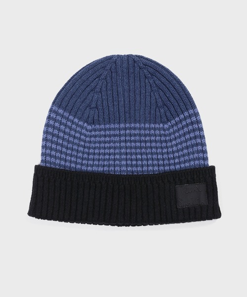 Paul Smith（ポールスミス）の「“Cropped Logo” ボーダー ニットキャップ【160311 CWBEAN】（ニットキャップ/ビーニー・メンズ・ダークウッド/ベージュ/ネイビー・FREE）」の3枚目の写真