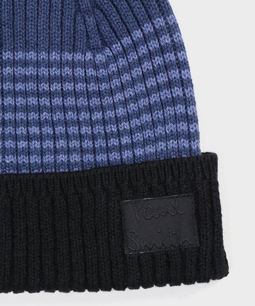 Paul Smith（ポールスミス）の「“Cropped Logo” ボーダー ニットキャップ【160311 CWBEAN】（ニットキャップ/ビーニー・メンズ・ダークウッド/ベージュ/ネイビー・FREE）」の6枚目の写真
