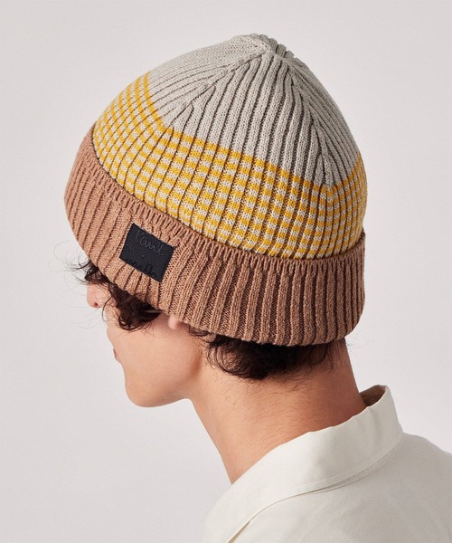 Paul Smith(ポールスミス)の「“Cropped Logo” ボーダー ニットキャップ【160311 CWBEAN】(ニットキャップ/ビーニー・メンズ・ダークウッド/ベージュ/ネイビー・FREE)」の5枚目の写真