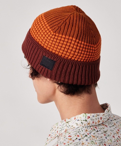 Paul Smith(ポールスミス)の「“Cropped Logo” ボーダー ニットキャップ【160311 CWBEAN】(ニットキャップ/ビーニー・メンズ・ダークウッド/ベージュ/ネイビー・FREE)」の4枚目の写真