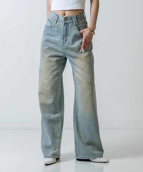 ANAP（アナップ）の「キラキラダメージデニム（デニムパンツ・レディース・ブルー/ブラック・M/S）」の7枚目の写真