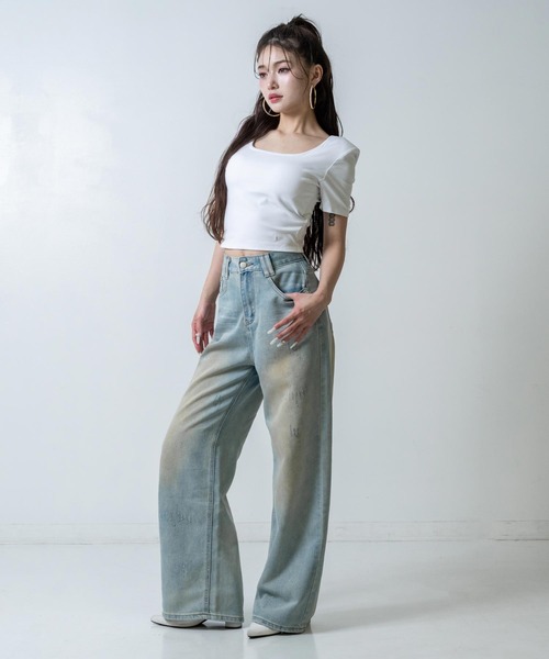 ANAP（アナップ）の「キラキラダメージデニム（デニムパンツ・レディース・ブルー/ブラック・M/S）」の10枚目の写真