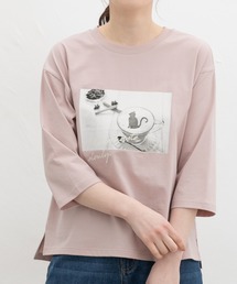 【ハニさら・接触冷感・ＵＶカット】７分袖フォトプリントＴ