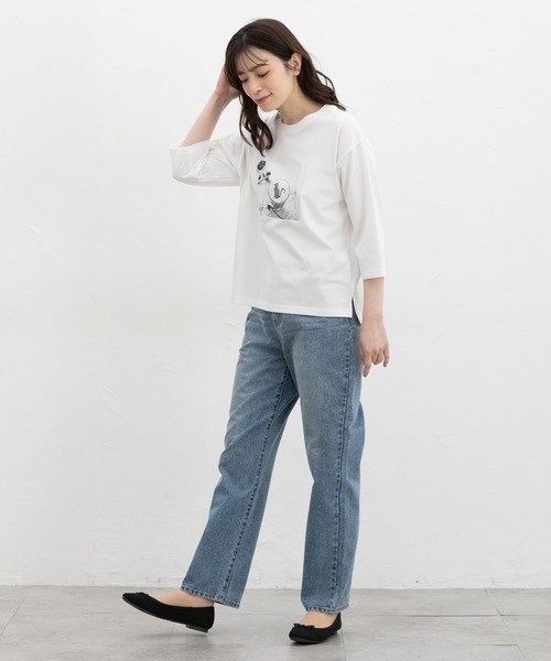 Honeys(ハニーズ)の「【ハニさら・接触冷感・UVカット】7分袖フォトプリントT(Tシャツ/カットソー・レディース・ピンク/スミクロ/グレイッシュベージュ/オフホワイト/ブルー・L/LL/M/S)」の7枚目の写真