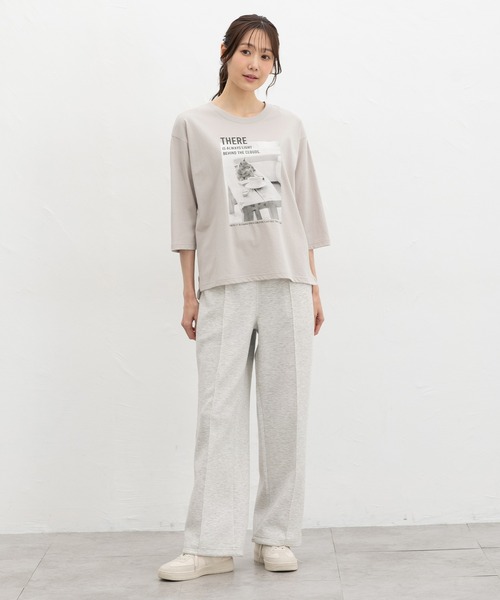 Honeys(ハニーズ)の「【ハニさら・接触冷感・UVカット】7分袖フォトプリントT(Tシャツ/カットソー・レディース・ピンク/スミクロ/グレイッシュベージュ/オフホワイト/ブルー・L/LL/M/S)」の15枚目の写真