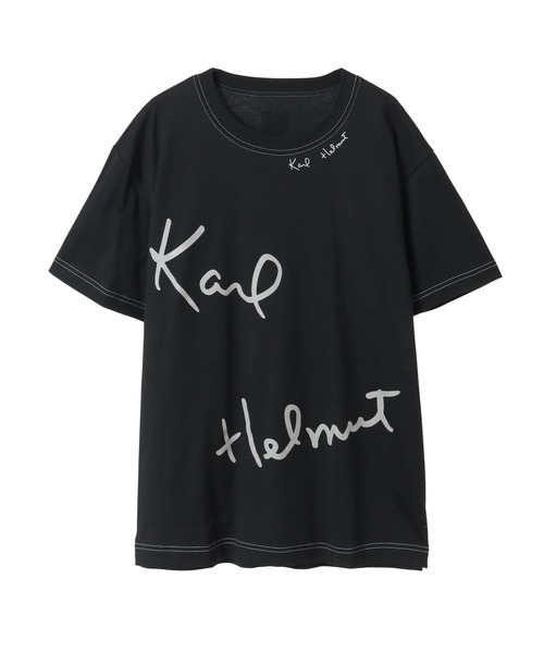袖口ロゴ黒色アウター　カールヘルム ビックロゴプリントTシャツ（Tシャツ/カットソー）｜KARL HELMUT