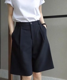 ワイドシルエットハイウエストタックハーフパンツ