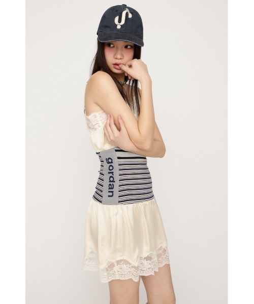 SLY(スライ)の「CUTSEW REMAKE SATIN DRESS カットソーリメイクサテンドレス 春服 夏服(ワンピース・レディース・アイボリー/ライトブルー・FREE)」の5枚目の写真