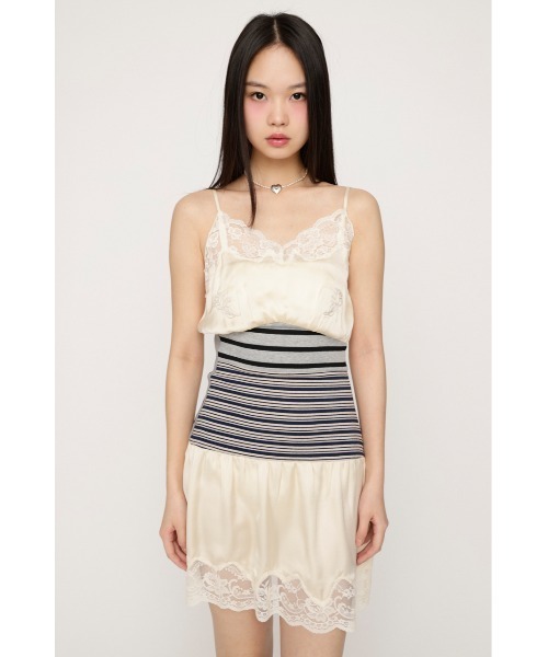 SLY(スライ)の「CUTSEW REMAKE SATIN DRESS カットソーリメイクサテンドレス 春服 夏服(ワンピース・レディース・アイボリー/ライトブルー・FREE)」の6枚目の写真