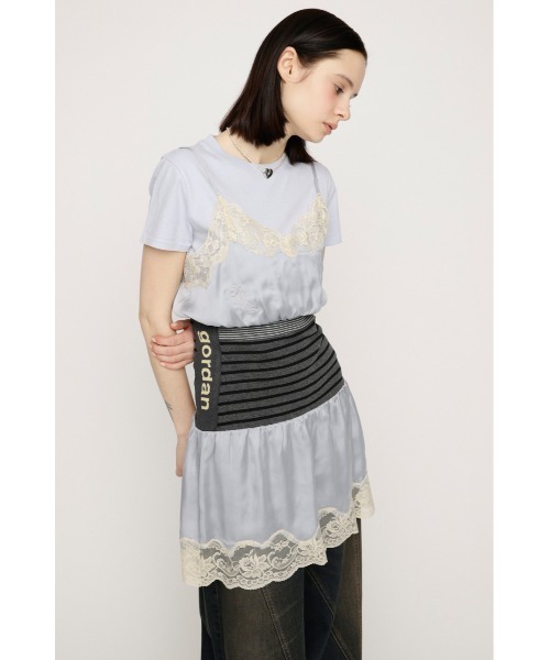 SLY(スライ)の「CUTSEW REMAKE SATIN DRESS カットソーリメイクサテンドレス 春服 夏服(ワンピース・レディース・アイボリー/ライトブルー・FREE)」の10枚目の写真