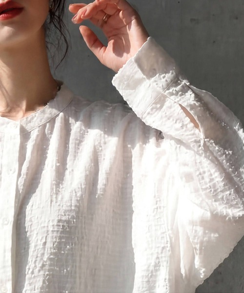 antiqua(アンティカ)の「綿100 インド綿 シャツワンピース(シャツワンピース・レディース・ブラック/ホワイト・ONESIZE)」の4枚目の写真
