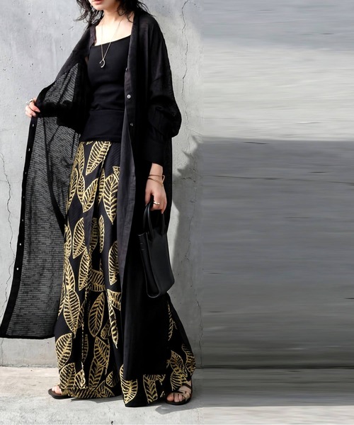antiqua(アンティカ)の「綿100 インド綿 シャツワンピース(シャツワンピース・レディース・ブラック/ホワイト・ONESIZE)」の11枚目の写真