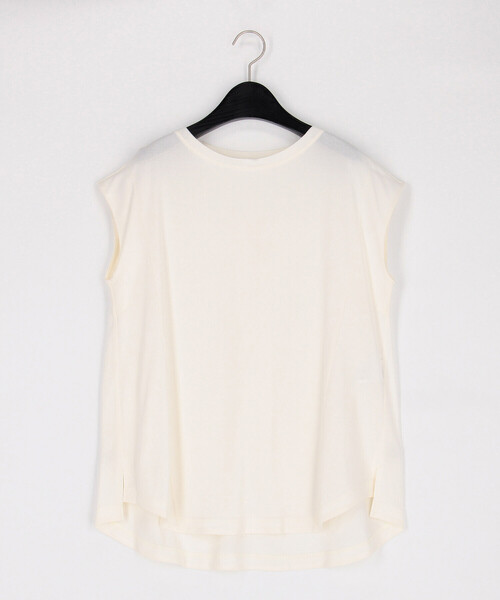 Gabardine K.T(ギャバジンケーティー)の「和紙ジャージー ノースリーブカットソー(Tシャツ/カットソー・レディース・オフホワイト/グレー/ネイビー・9号)」の1枚目の写真