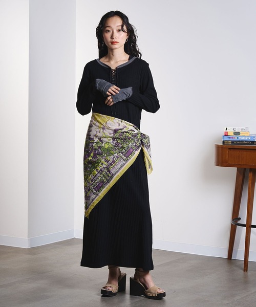 ROSE BUD（ローズバッド）の「LACEUP CUT DRESS（ワンピース・レディース・グレー/ブラック/ホワイト・ONE SIZE）」の12枚目の写真