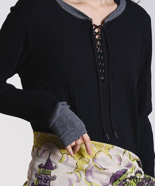 ROSE BUD（ローズバッド）の「LACEUP CUT DRESS（ワンピース・レディース・グレー/ブラック/ホワイト・ONE SIZE）」の17枚目の写真