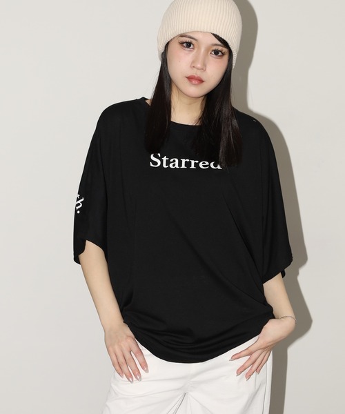 FUNALIVE(ファンアライブ)の「前後ロゴドルマンTチュニック 半端袖(Tシャツ/カットソー・レディース・モカ/カーキ/ブラック・L)」の4枚目の写真