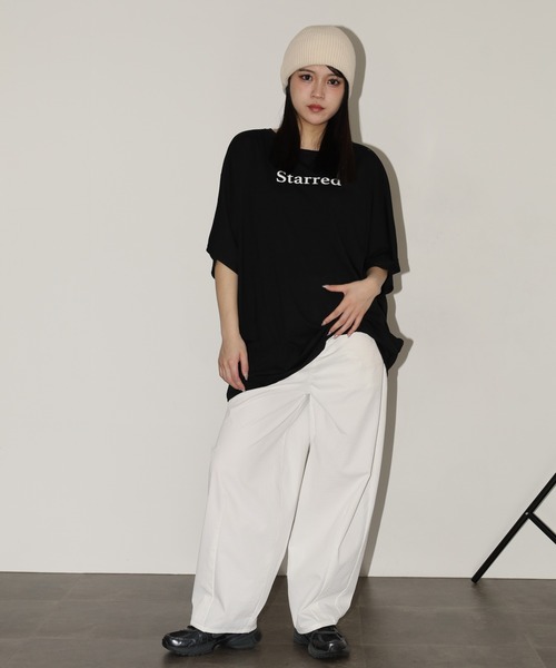 FUNALIVE(ファンアライブ)の「前後ロゴドルマンTチュニック 半端袖(Tシャツ/カットソー・レディース・モカ/カーキ/ブラック・L)」の12枚目の写真