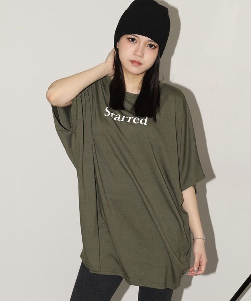 FUNALIVE(ファンアライブ)の「前後ロゴドルマンTチュニック 半端袖(Tシャツ/カットソー・レディース・モカ/カーキ/ブラック・L)」の17枚目の写真