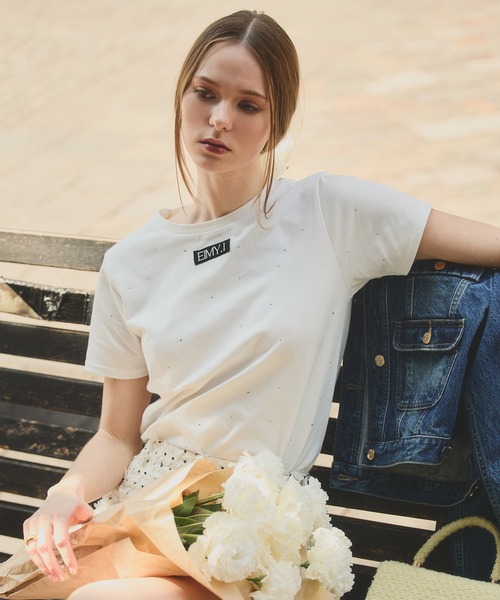 EIMY ISTOIRE（エイミーイストワール）の「【10柄展開】10周年 チャプター Tシャツ (10th Chapter T1-10) カットソー 半袖 ワンポイント ロゴ トップス（Tシャツ/カットソー・レディース・ホワイト系その他4/ホワイト系その他2/ブラック系その他2/ホワイト系その他6/ホワイト系その他5/ブラック/ホワイト系その他3/ホワイト系その他/ホワイト/ブラック系その他3/ブラック系その他・F）」の22枚目の写真