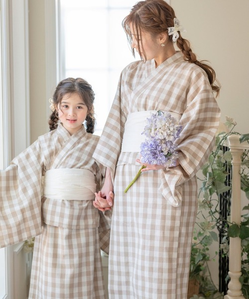 Catherine Cottage(キャサリンコテージ)の「2WAYセパレート浴衣セット(lady's)(浴衣・レディース・ピンク系5/ベージュ系9/ダークネイビー/ブルー系5/ライラック系9/レッド系9/モーブ系6/ブラック系9/ブルー系6/グリーン×ピンク/オレンジ系6/ピンク系6/ホワイト×ブルー/ネイビー系5・FREE)」の3枚目の写真