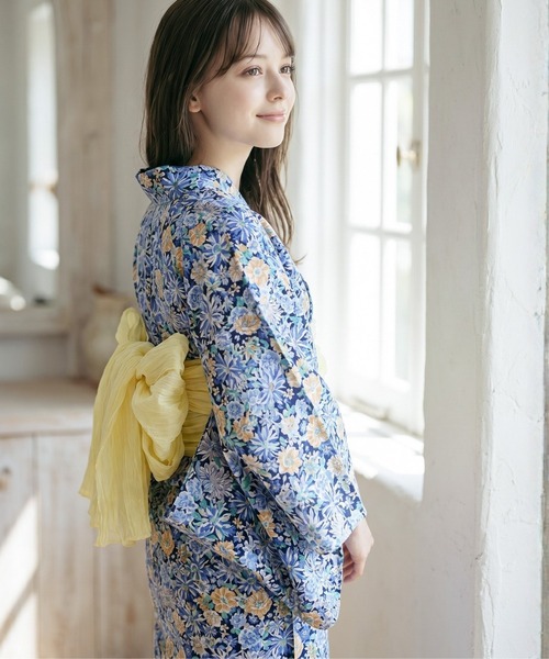 Catherine Cottage(キャサリンコテージ)の「2WAYセパレート浴衣セット(lady's)(浴衣・レディース・ピンク系5/ベージュ系9/ダークネイビー/ブルー系5/ライラック系9/レッド系9/モーブ系6/ブラック系9/ブルー系6/グリーン×ピンク/オレンジ系6/ピンク系6/ホワイト×ブルー/ネイビー系5・FREE)」の6枚目の写真