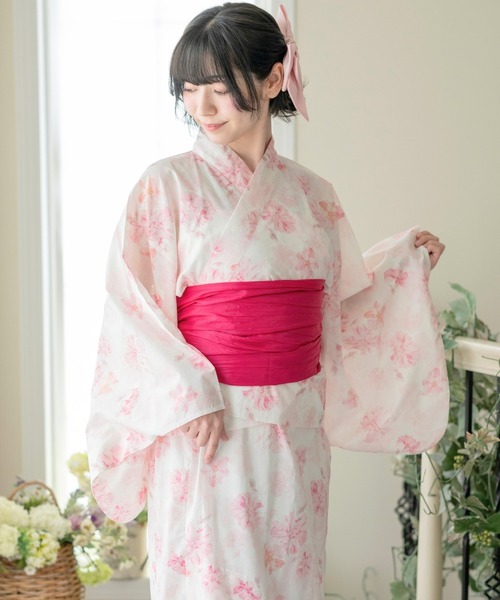 Catherine Cottage(キャサリンコテージ)の「2WAYセパレート浴衣セット(lady's)(浴衣・レディース・ピンク系5/ベージュ系9/ダークネイビー/ブルー系5/ライラック系9/レッド系9/モーブ系6/ブラック系9/ブルー系6/グリーン×ピンク/オレンジ系6/ピンク系6/ホワイト×ブルー/ネイビー系5・FREE)」の12枚目の写真