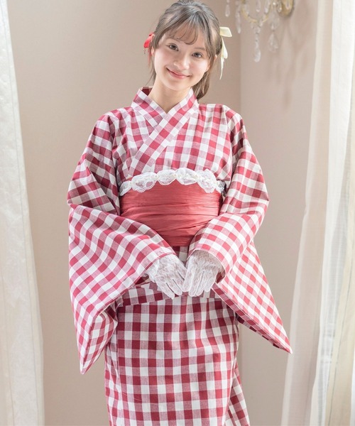 Catherine Cottage(キャサリンコテージ)の「2WAYセパレート浴衣セット(lady's)(浴衣・レディース・ピンク系5/ベージュ系9/ダークネイビー/ブルー系5/ライラック系9/レッド系9/モーブ系6/ブラック系9/ブルー系6/グリーン×ピンク/オレンジ系6/ピンク系6/ホワイト×ブルー/ネイビー系5・FREE)」の13枚目の写真