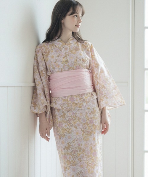 Catherine Cottage(キャサリンコテージ)の「2WAYセパレート浴衣セット(lady's)(浴衣・レディース・ピンク系5/ベージュ系9/ダークネイビー/ブルー系5/ライラック系9/レッド系9/モーブ系6/ブラック系9/ブルー系6/グリーン×ピンク/オレンジ系6/ピンク系6/ホワイト×ブルー/ネイビー系5・FREE)」の4枚目の写真