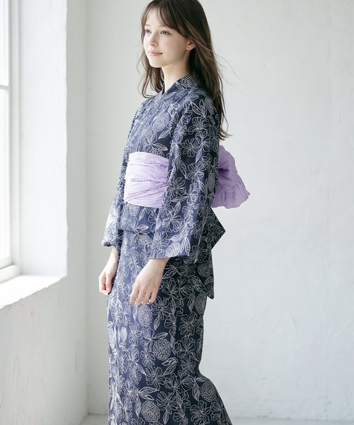 Catherine Cottage(キャサリンコテージ)の「2WAYセパレート浴衣セット(lady's)(浴衣・レディース・ピンク系5/ベージュ系9/ダークネイビー/ブルー系5/ライラック系9/レッド系9/モーブ系6/ブラック系9/ブルー系6/グリーン×ピンク/オレンジ系6/ピンク系6/ホワイト×ブルー/ネイビー系5・FREE)」の5枚目の写真