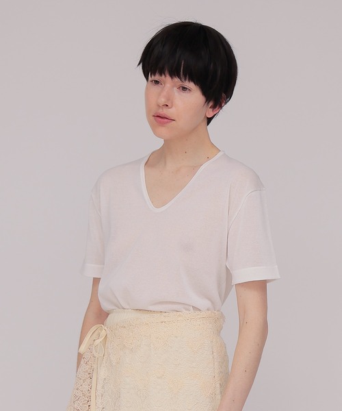 DRESSLAVE(ドレスレイブ)の「sheer knit tee(シアーニットTシャツ)(ニット/セーター・レディース・ホワイト/オレンジ・38)」の11枚目の写真
