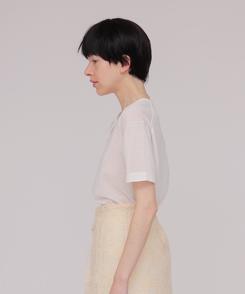 DRESSLAVE(ドレスレイブ)の「sheer knit tee(シアーニットTシャツ)(ニット/セーター・レディース・ホワイト/オレンジ・38)」の12枚目の写真