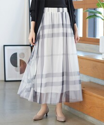 チュールレースチェックスカート