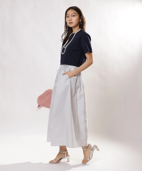 JUSGLITTY（ジャスグリッティー）の「ニットＴ×ドロストスカートＳＥＴ（ワンピース・レディース・ブラック系その他/ピンク/レッド/ネイビー・1/2）」の3枚目の写真